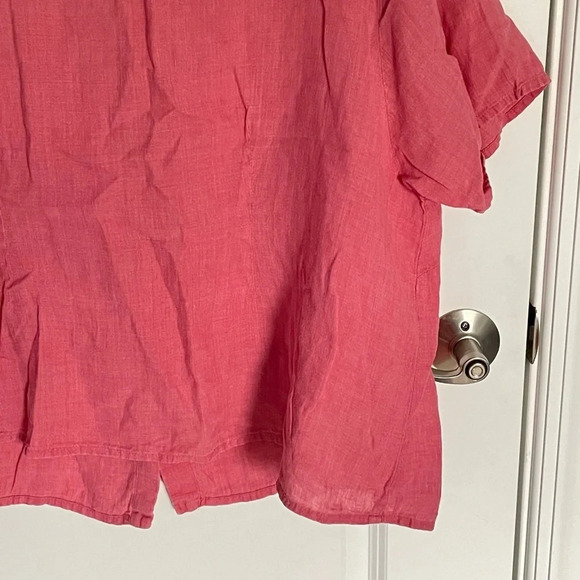 Flax Peter Pan collared 100% linen button down Blouse pink 29328 - Picture 8 of 10
